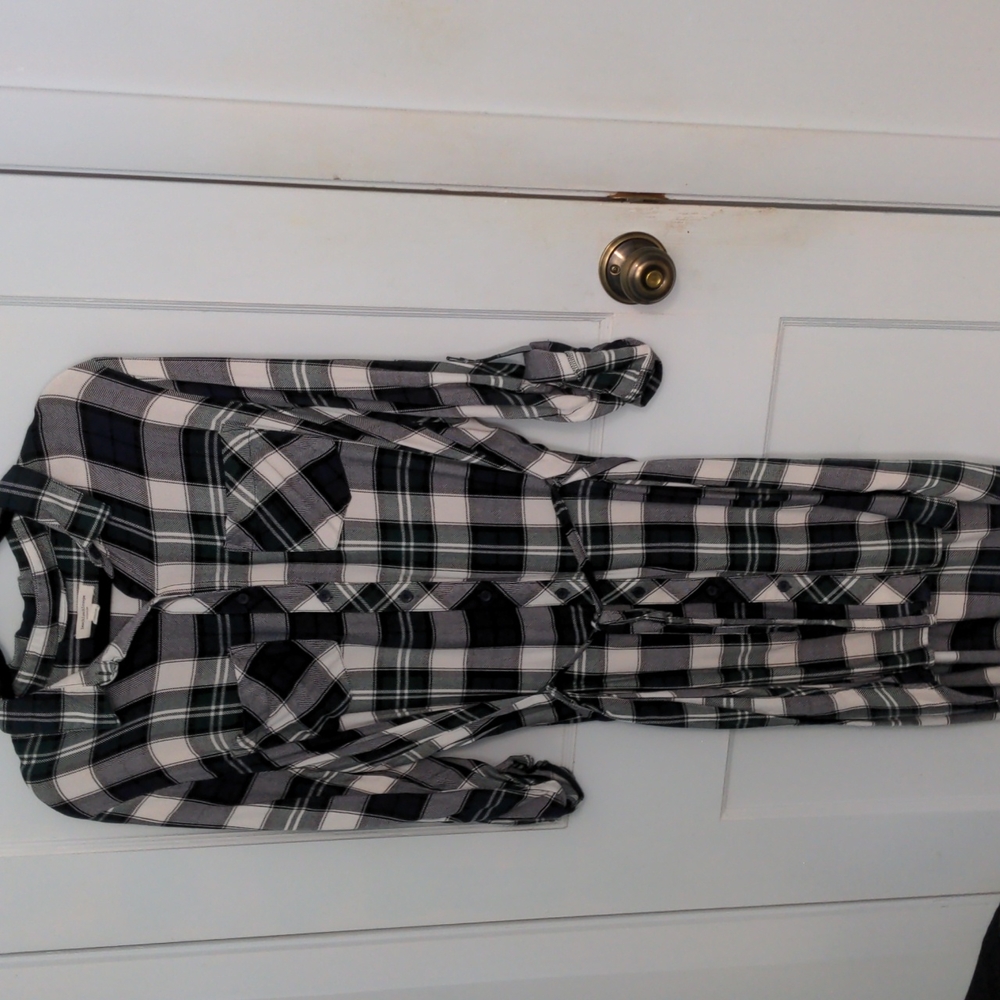 Beach Lunch Lounge Size L Plaid Flannel Dress Shirt